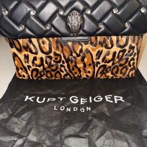 Kurt Geiger Quilted Black and Leopard Print Bag
